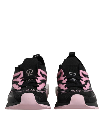Dolce & Gabbana Black Pink SORRENTO Sport Stretch Sneakers Shoes by Dolce & Gabbana