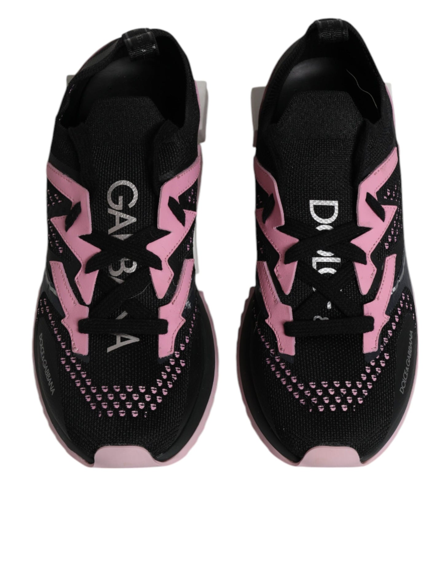 Dolce & Gabbana Black Pink SORRENTO Sport Stretch Sneakers Shoes by Dolce & Gabbana