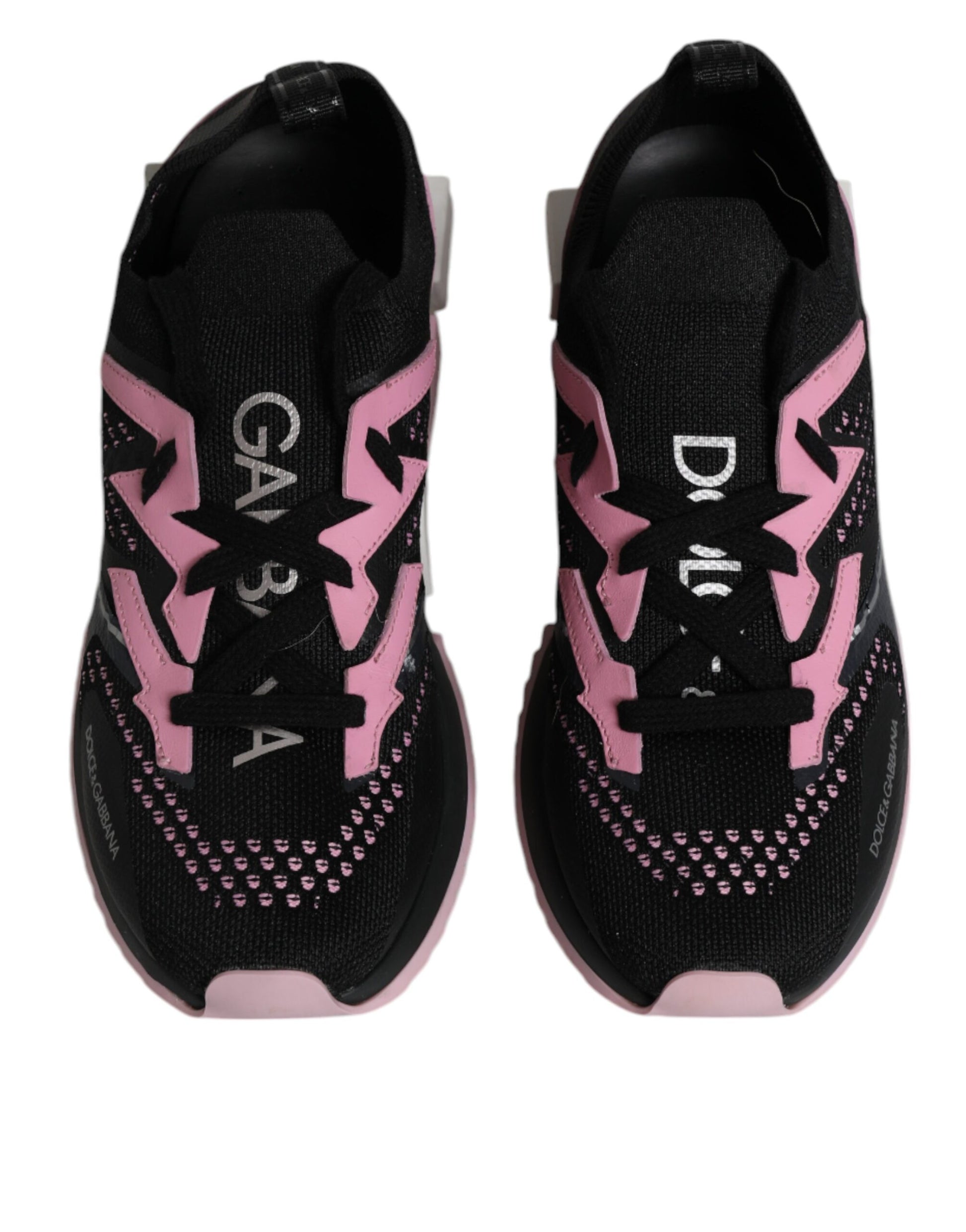 Dolce & Gabbana Black Pink SORRENTO Sport Stretch Sneakers Shoes by Dolce & Gabbana