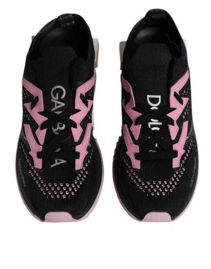 Dolce & Gabbana Black Pink SORRENTO Sport Stretch Sneakers Shoes by Dolce & Gabbana