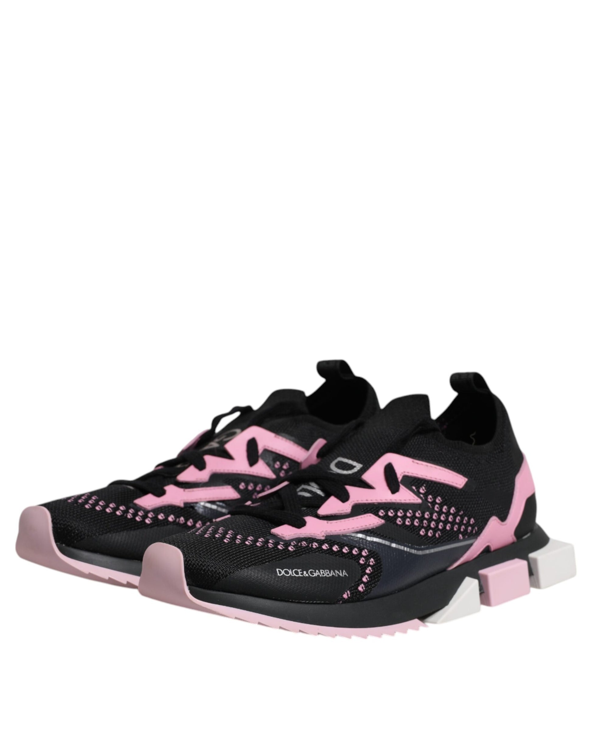 Dolce & Gabbana Black Pink SORRENTO Sport Stretch Sneakers Shoes by Dolce & Gabbana