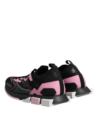 Dolce & Gabbana Black Pink SORRENTO Sport Stretch Sneakers Shoes by Dolce & Gabbana