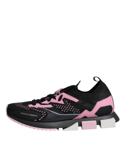 Dolce & Gabbana Black Pink SORRENTO Sport Stretch Sneakers Shoes by Dolce & Gabbana