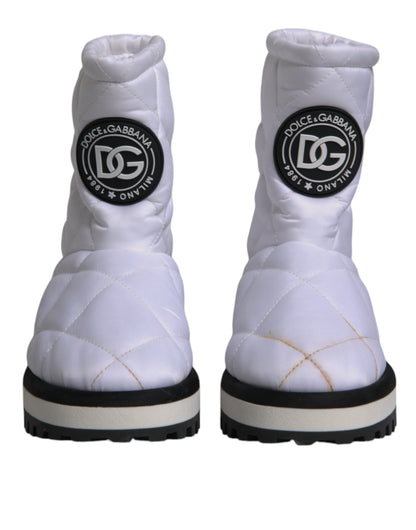 Dolce & Gabbana White Viscose Padded Mid Calf Boots Shoes by Dolce & Gabbana