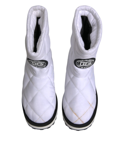 Dolce & Gabbana White Viscose Padded Mid Calf Boots Shoes by Dolce & Gabbana