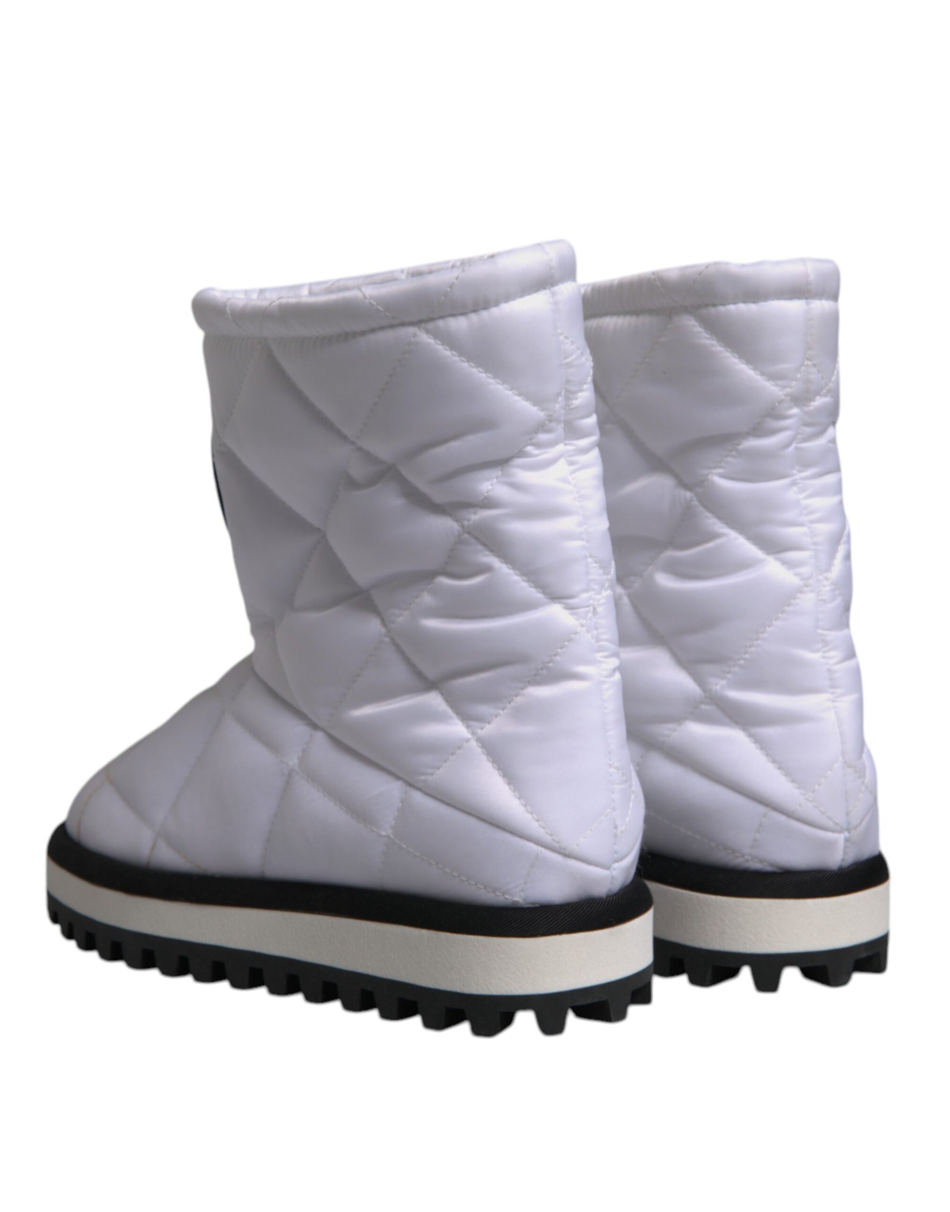 Dolce & Gabbana White Viscose Padded Mid Calf Boots Shoes by Dolce & Gabbana