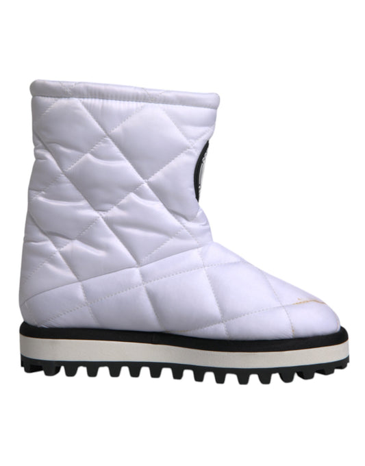 Dolce & Gabbana White Viscose Padded Mid Calf Boots Shoes by Dolce & Gabbana