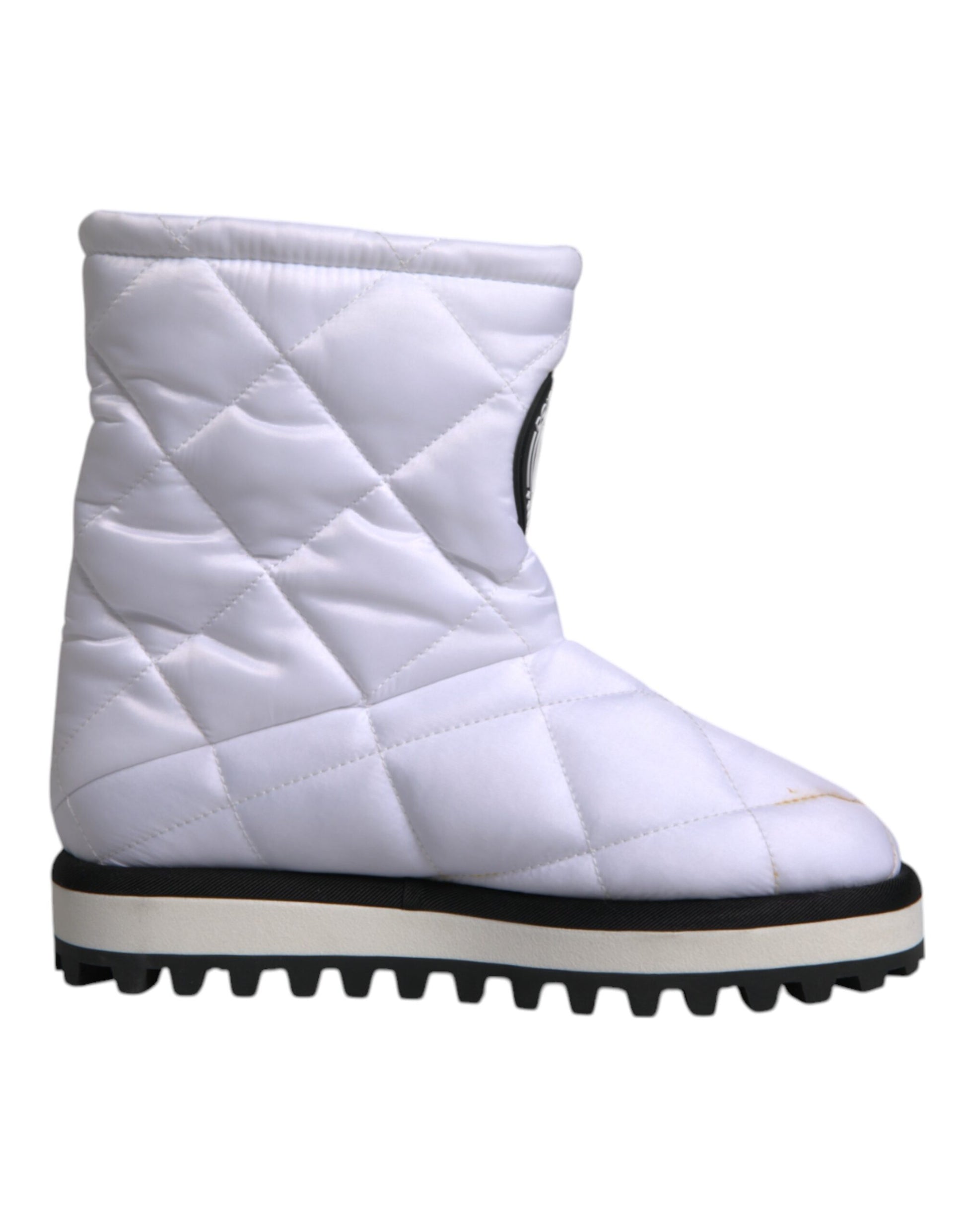 Dolce & Gabbana White Viscose Padded Mid Calf Boots Shoes by Dolce & Gabbana