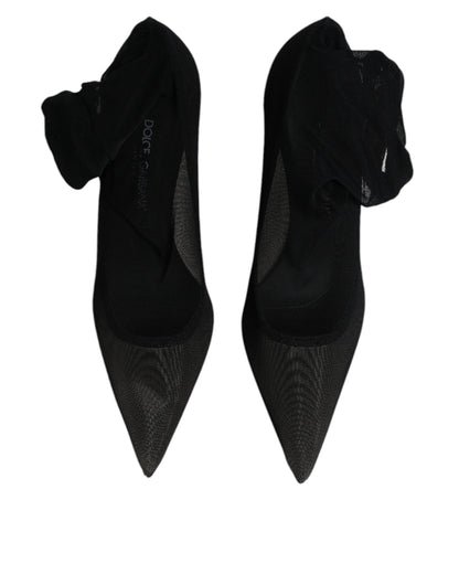 Dolce & Gabbana Black Viscose Mesh Sock Style Boots Shoes by Dolce & Gabbana