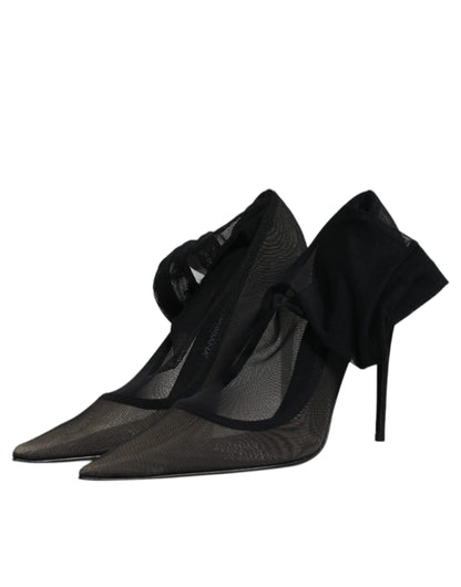 Dolce & Gabbana Black Viscose Mesh Sock Style Boots Shoes by Dolce & Gabbana