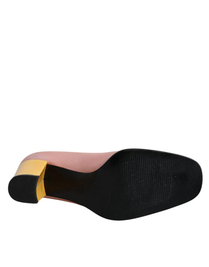 Escarpins à talons carrés Dolce &amp; Gabbana en cuir rose et jaune