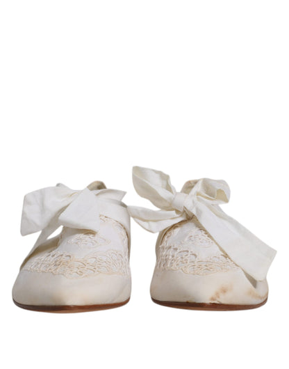 Ballerines plates en tissu ruban blanc Dolce &amp; Gabbana