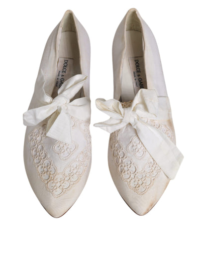 Ballerines plates en tissu ruban blanc Dolce &amp; Gabbana