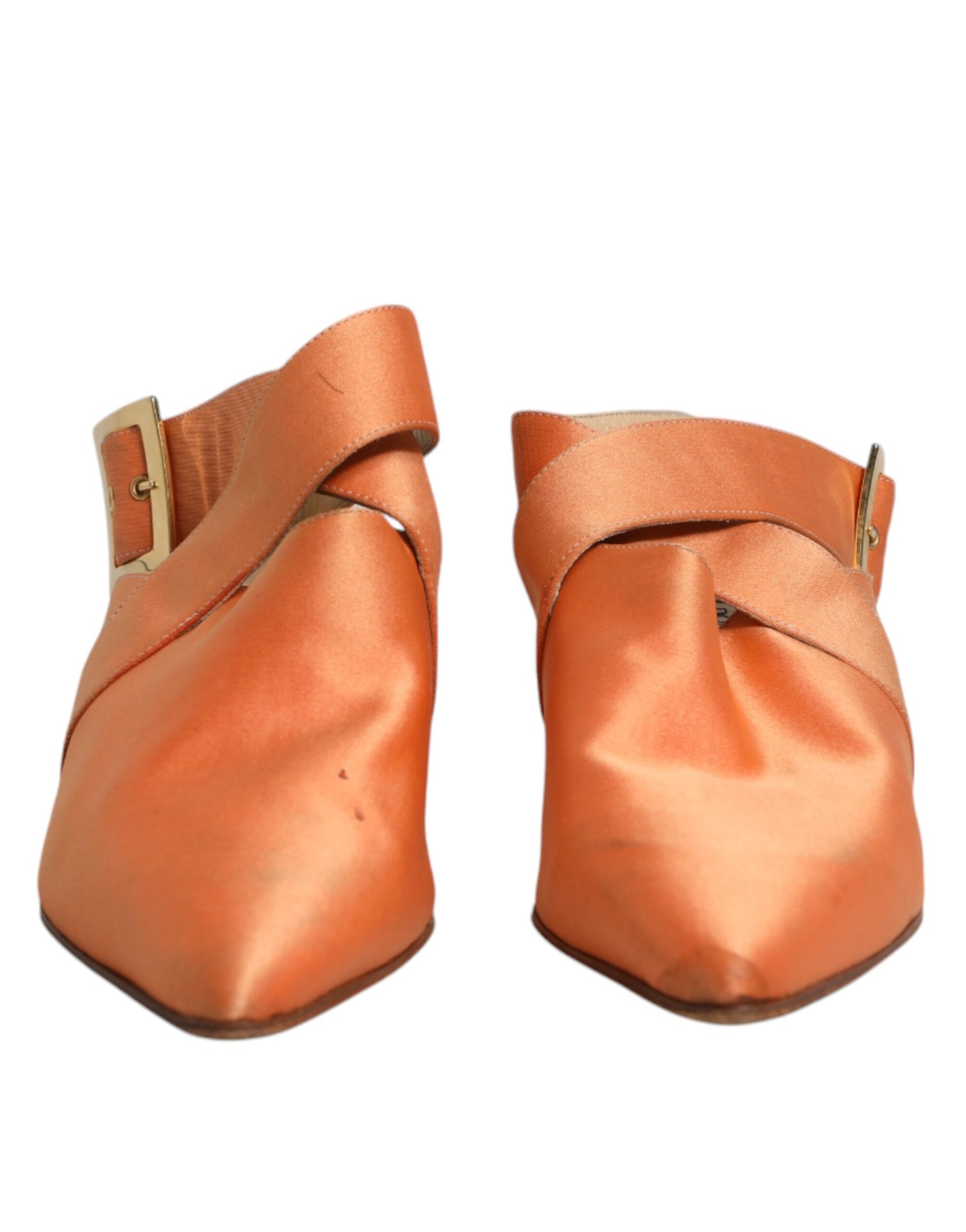 Dolce & Gabbana Orange Kitten Heels Slingback Sandals Shoes by Dolce & Gabbana