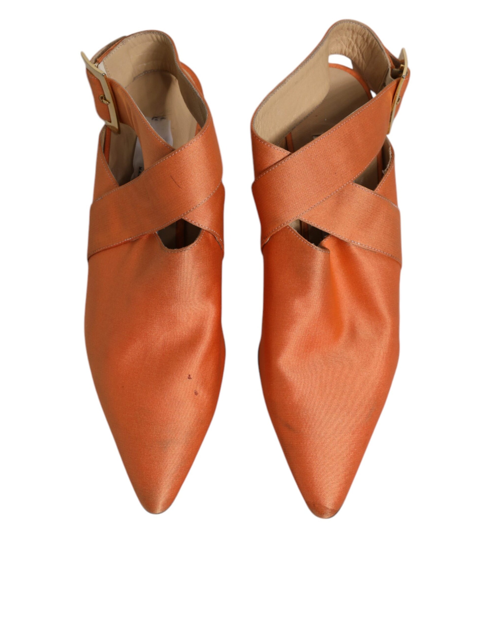 Dolce & Gabbana Orange Kitten Heels Slingback Sandals Shoes by Dolce & Gabbana