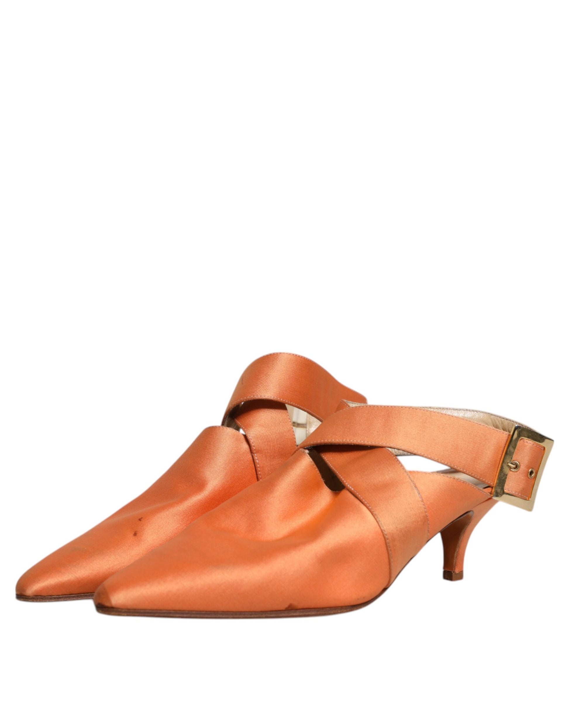 Dolce & Gabbana Orange Kitten Heels Slingback Sandals Shoes by Dolce & Gabbana