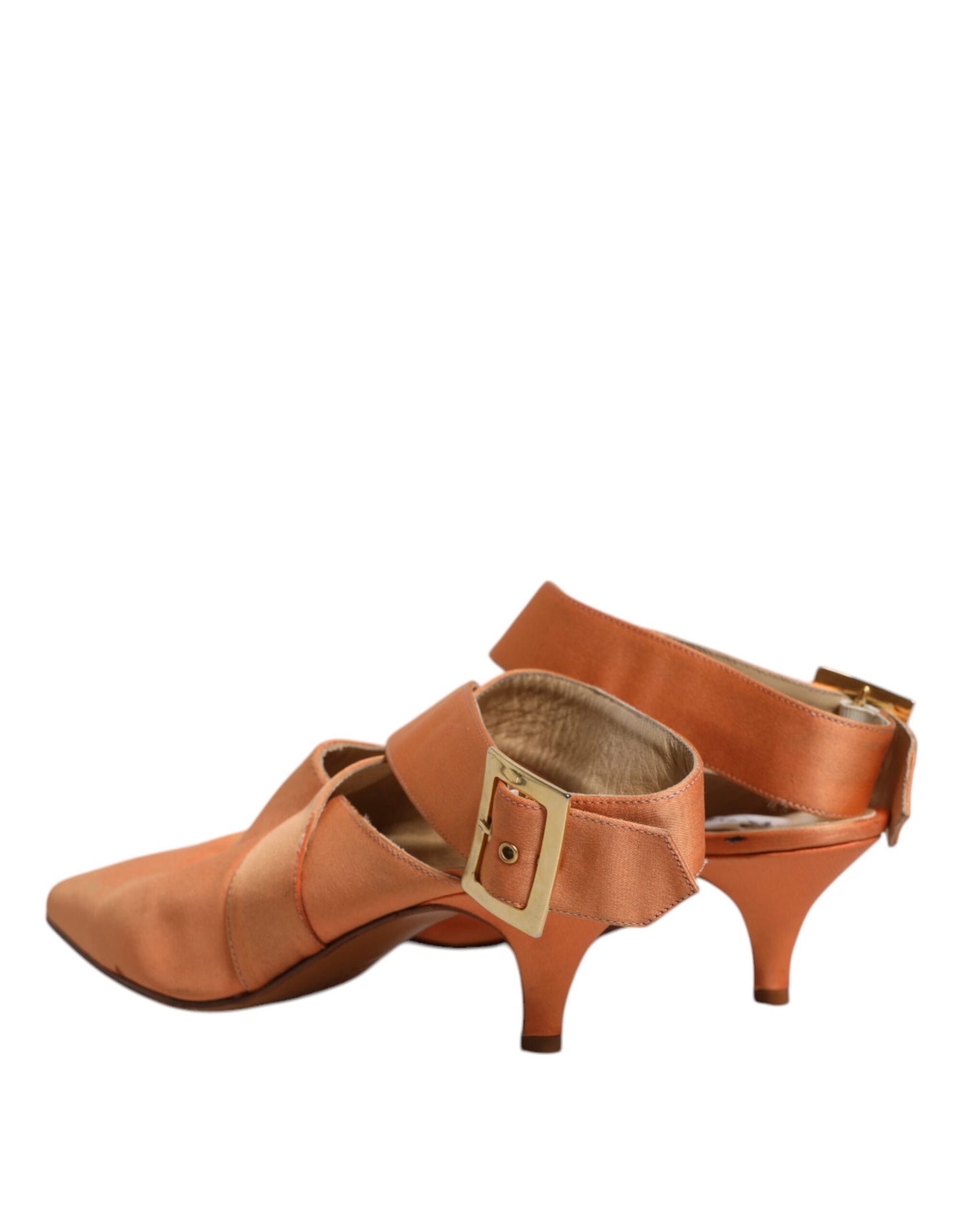 Dolce & Gabbana Orange Kitten Heels Slingback Sandals Shoes by Dolce & Gabbana