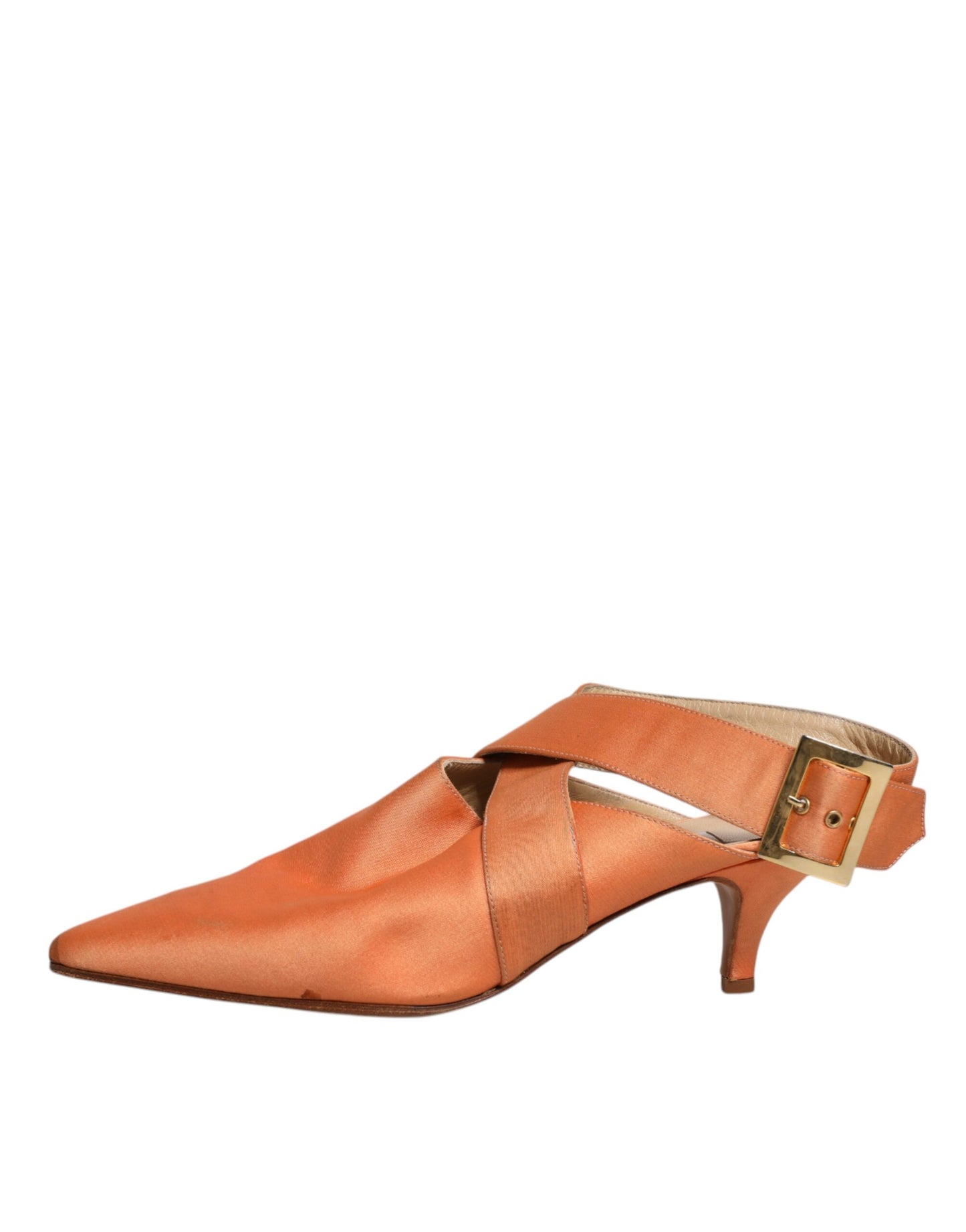Dolce & Gabbana Orange Kitten Heels Slingback Sandals Shoes by Dolce & Gabbana