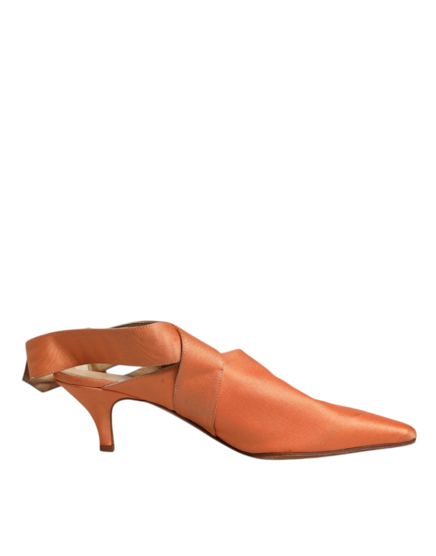 Dolce & Gabbana Orange Kitten Heels Slingback Sandals Shoes by Dolce & Gabbana