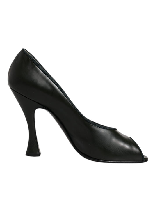 Escarpins à talons peep toe en cuir vert Dolce &amp; Gabbana