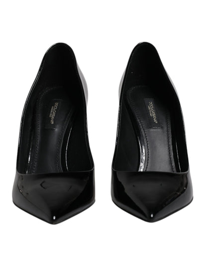 Escarpins à talons hauts en cuir verni noir Dolce &amp; Gabbana