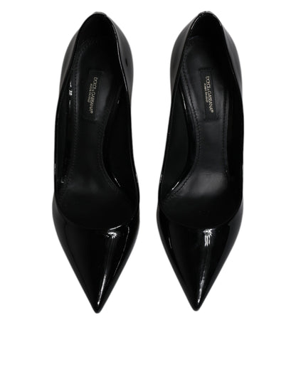 Escarpins à talons hauts en cuir verni noir Dolce &amp; Gabbana