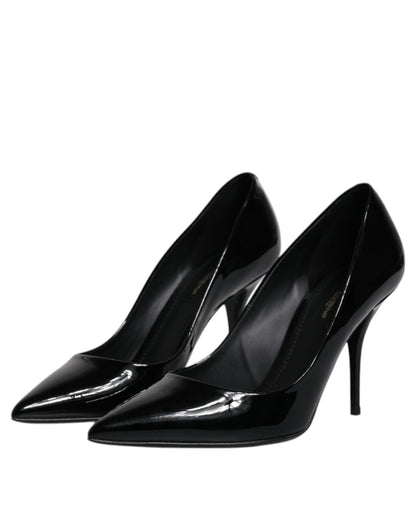 Escarpins à talons hauts en cuir verni noir Dolce &amp; Gabbana
