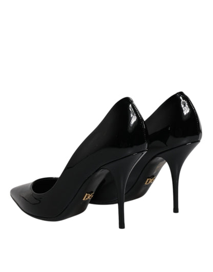 Escarpins à talons hauts en cuir verni noir Dolce &amp; Gabbana