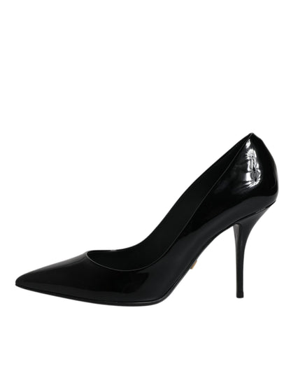 Escarpins à talons hauts en cuir verni noir Dolce &amp; Gabbana