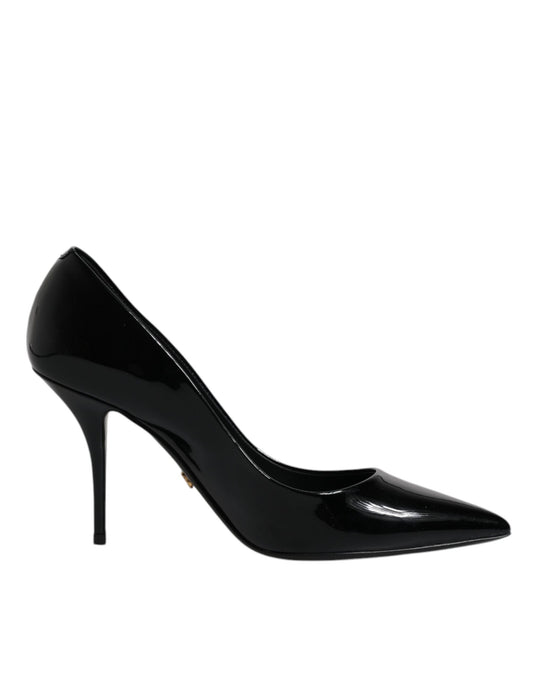 Escarpins à talons hauts en cuir verni noir Dolce &amp; Gabbana