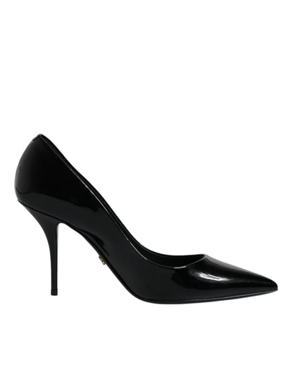 Escarpins à talons hauts en cuir verni noir Dolce &amp; Gabbana
