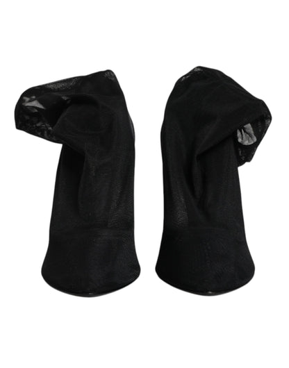 Dolce & Gabbana Black Silk Mesh Sock Style Boots Shoes by Dolce & Gabbana
