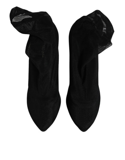 Dolce & Gabbana Black Silk Mesh Sock Style Boots Shoes by Dolce & Gabbana