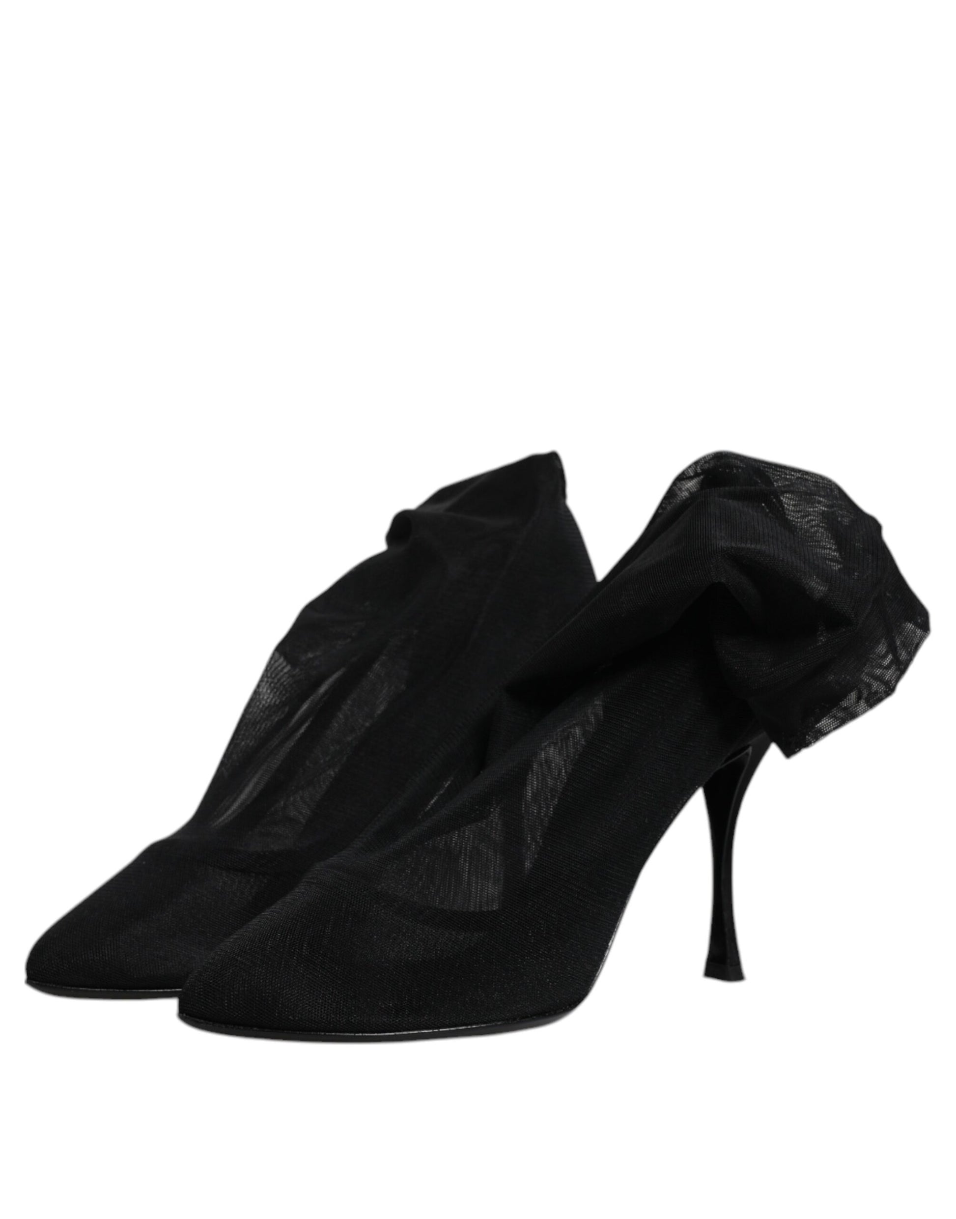 Dolce & Gabbana Black Silk Mesh Sock Style Boots Shoes by Dolce & Gabbana