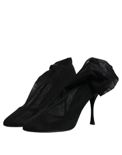 Dolce & Gabbana Black Silk Mesh Sock Style Boots Shoes by Dolce & Gabbana