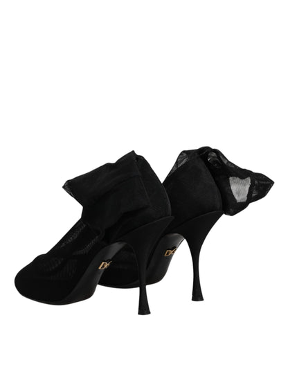 Dolce & Gabbana Black Silk Mesh Sock Style Boots Shoes by Dolce & Gabbana
