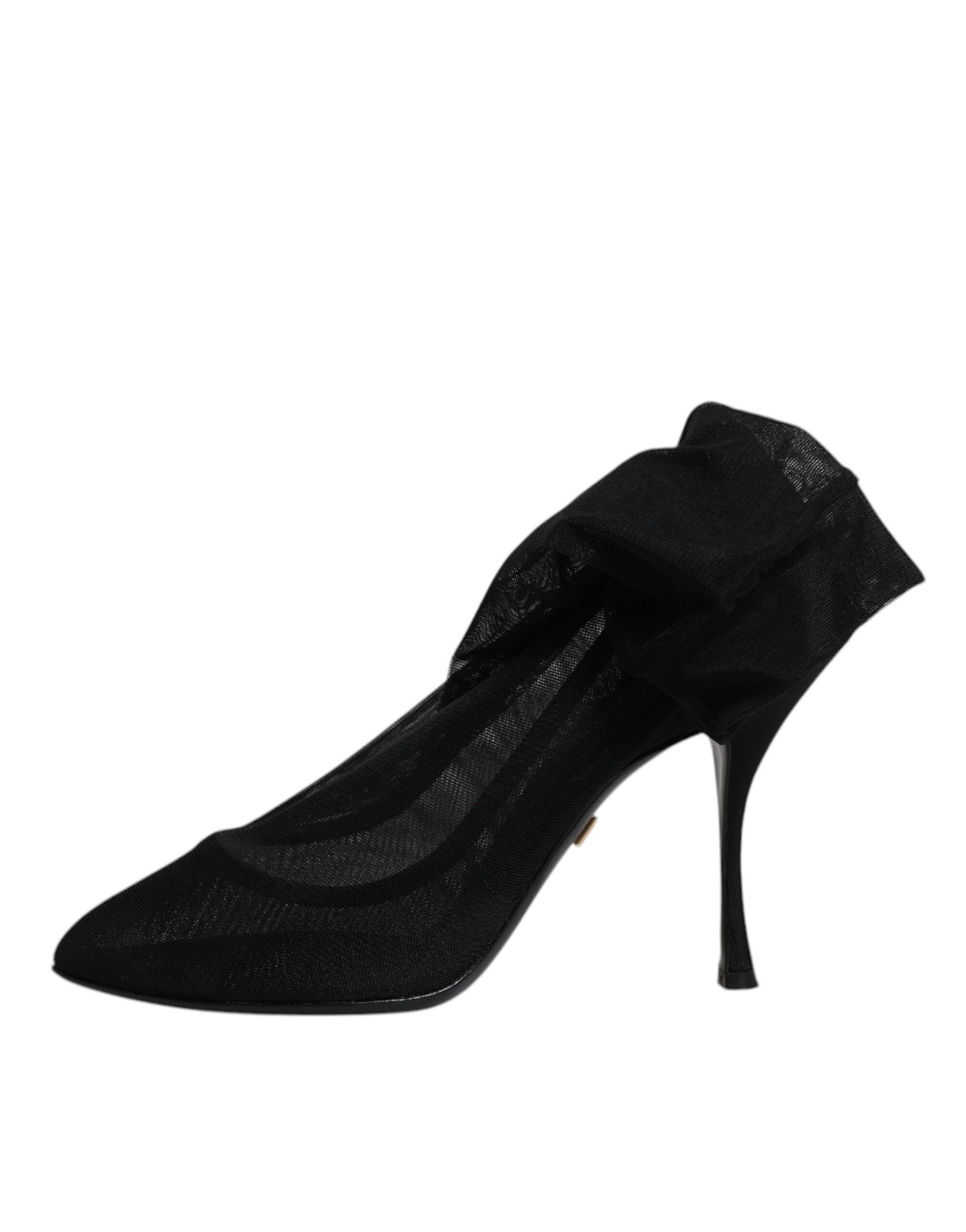 Dolce & Gabbana Black Silk Mesh Sock Style Boots Shoes by Dolce & Gabbana