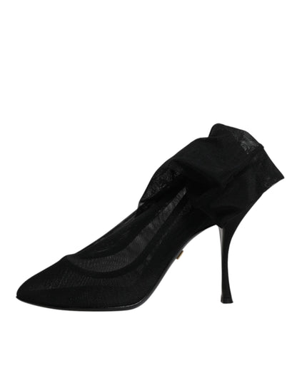 Dolce & Gabbana Black Silk Mesh Sock Style Boots Shoes by Dolce & Gabbana