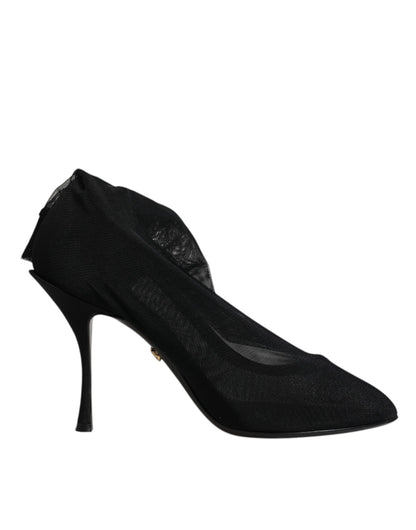 Dolce & Gabbana Black Silk Mesh Sock Style Boots Shoes by Dolce & Gabbana
