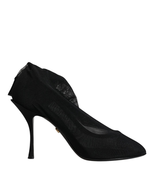 Dolce & Gabbana Black Silk Mesh Sock Style Boots Shoes by Dolce & Gabbana