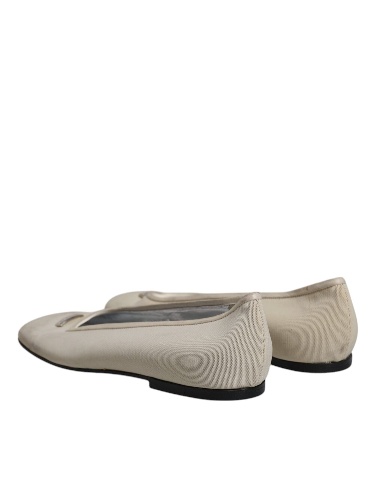 Dolce &amp; Gabbana Beige Fabric Slip On Ballerina Flats Shoes
