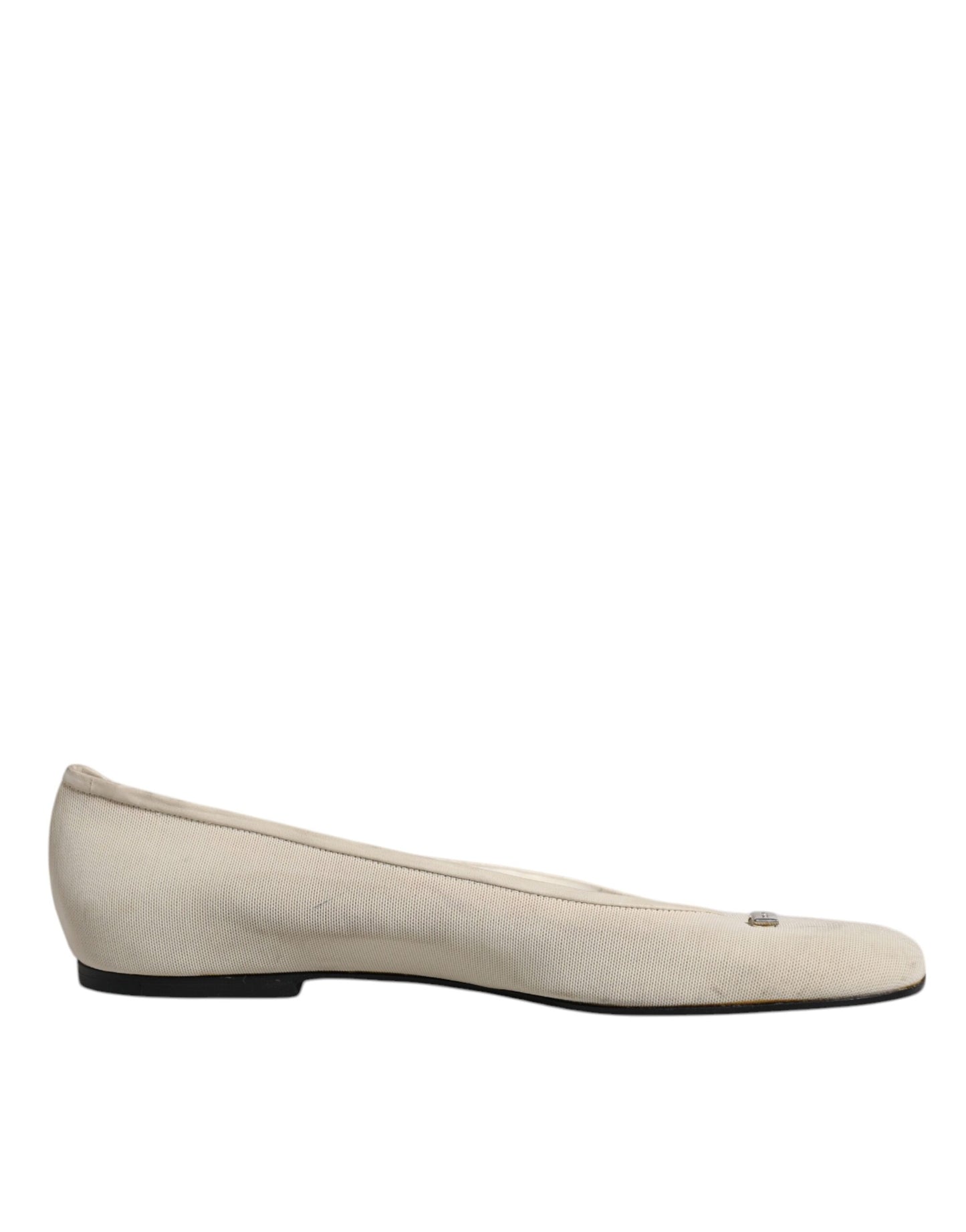 Dolce &amp; Gabbana Beige Fabric Slip On Ballerina Flats Shoes