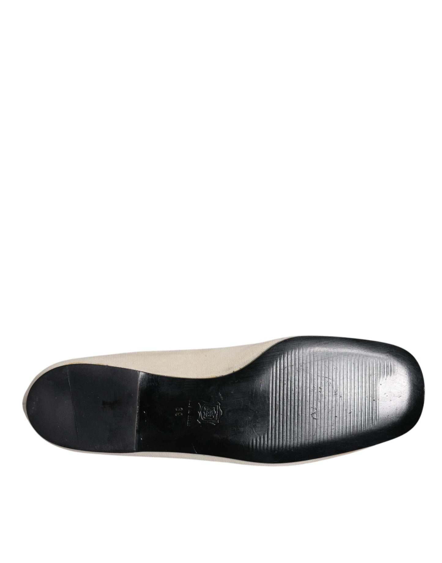 Dolce &amp; Gabbana Beige Fabric Slip On Ballerina Flats Shoes