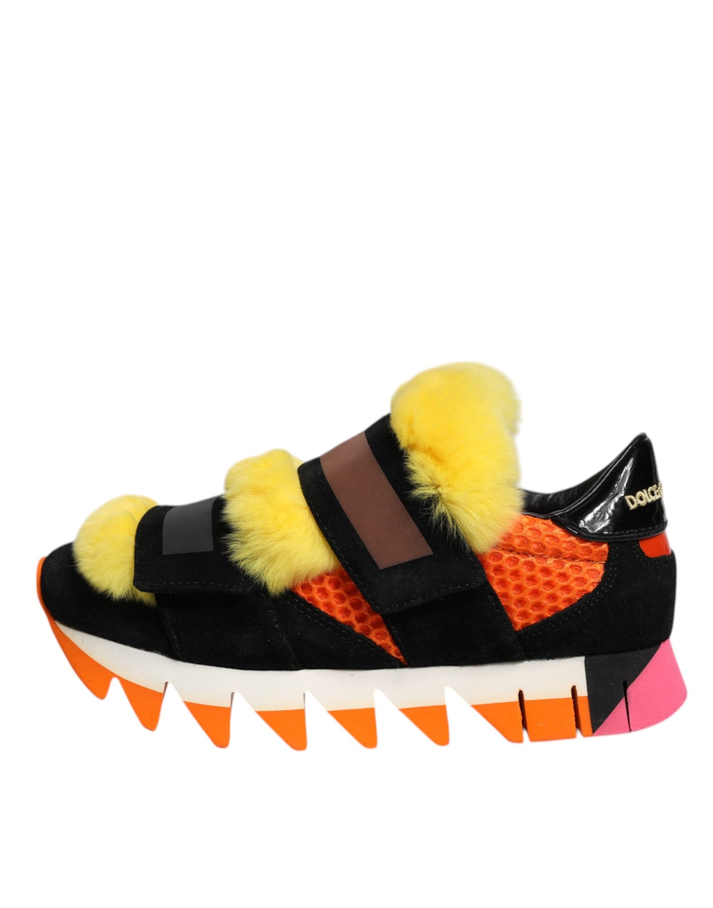 Dolce & Gabbana Multicolor Fur Embellished Sneakers Shoes by Dolce & Gabbana