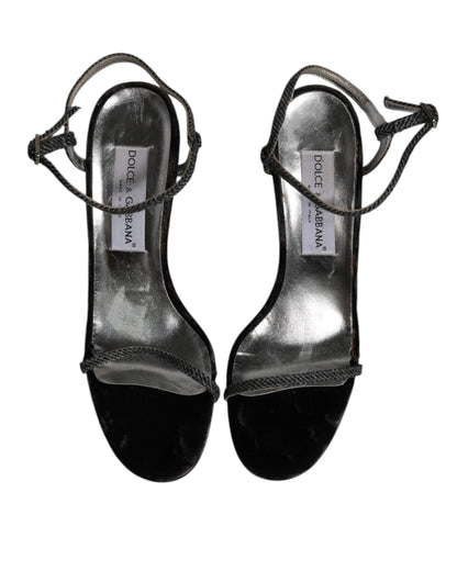 Dolce & Gabbana Black Ankle Strap High Heels Sandals Shoes by Dolce & Gabbana