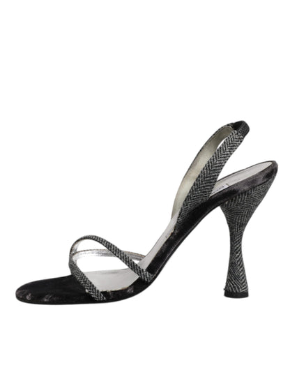 Dolce & Gabbana Black Chevron High Heels Sandals Shoes by Dolce & Gabbana