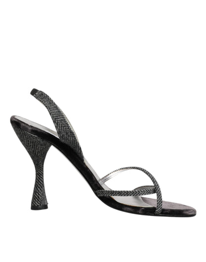 Dolce & Gabbana Black Chevron High Heels Sandals Shoes by Dolce & Gabbana