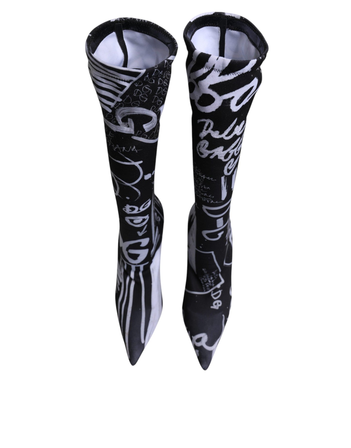 Dolce & Gabbana Black Logo Stretch Heels High Boots Shoes by Dolce & Gabbana