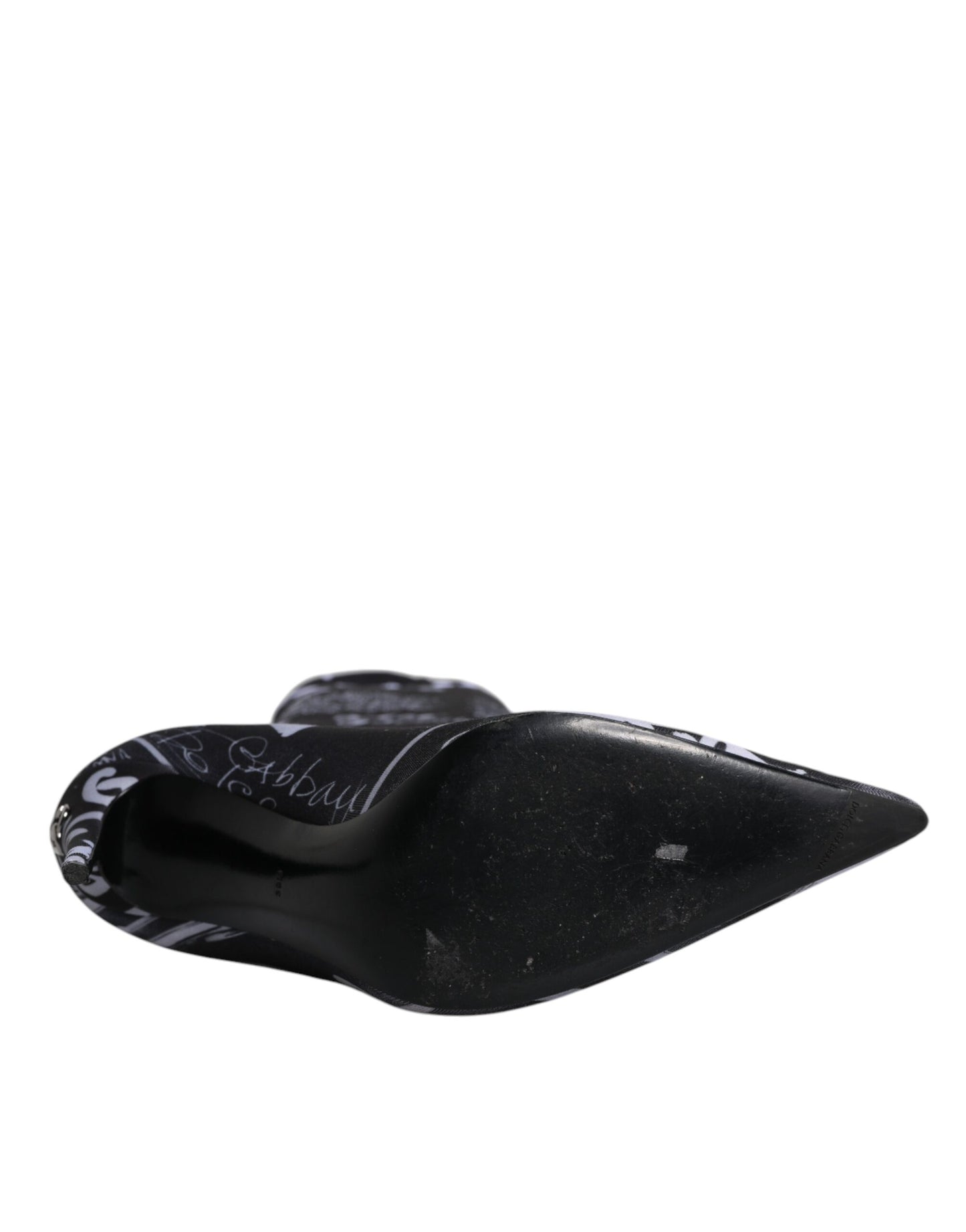 Dolce & Gabbana Black Logo Stretch Heels High Boots Shoes by Dolce & Gabbana