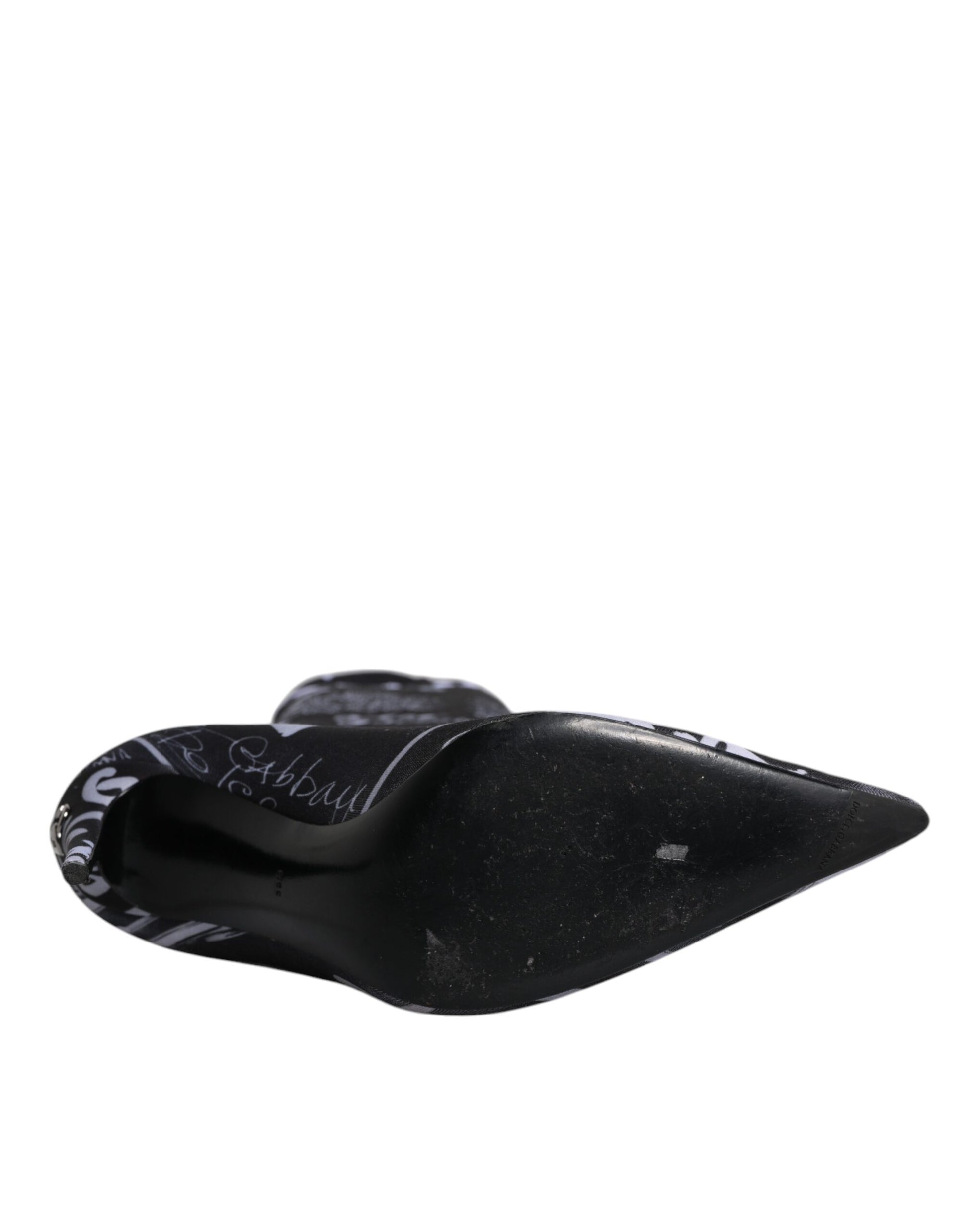 Dolce & Gabbana Black Logo Stretch Heels High Boots Shoes by Dolce & Gabbana